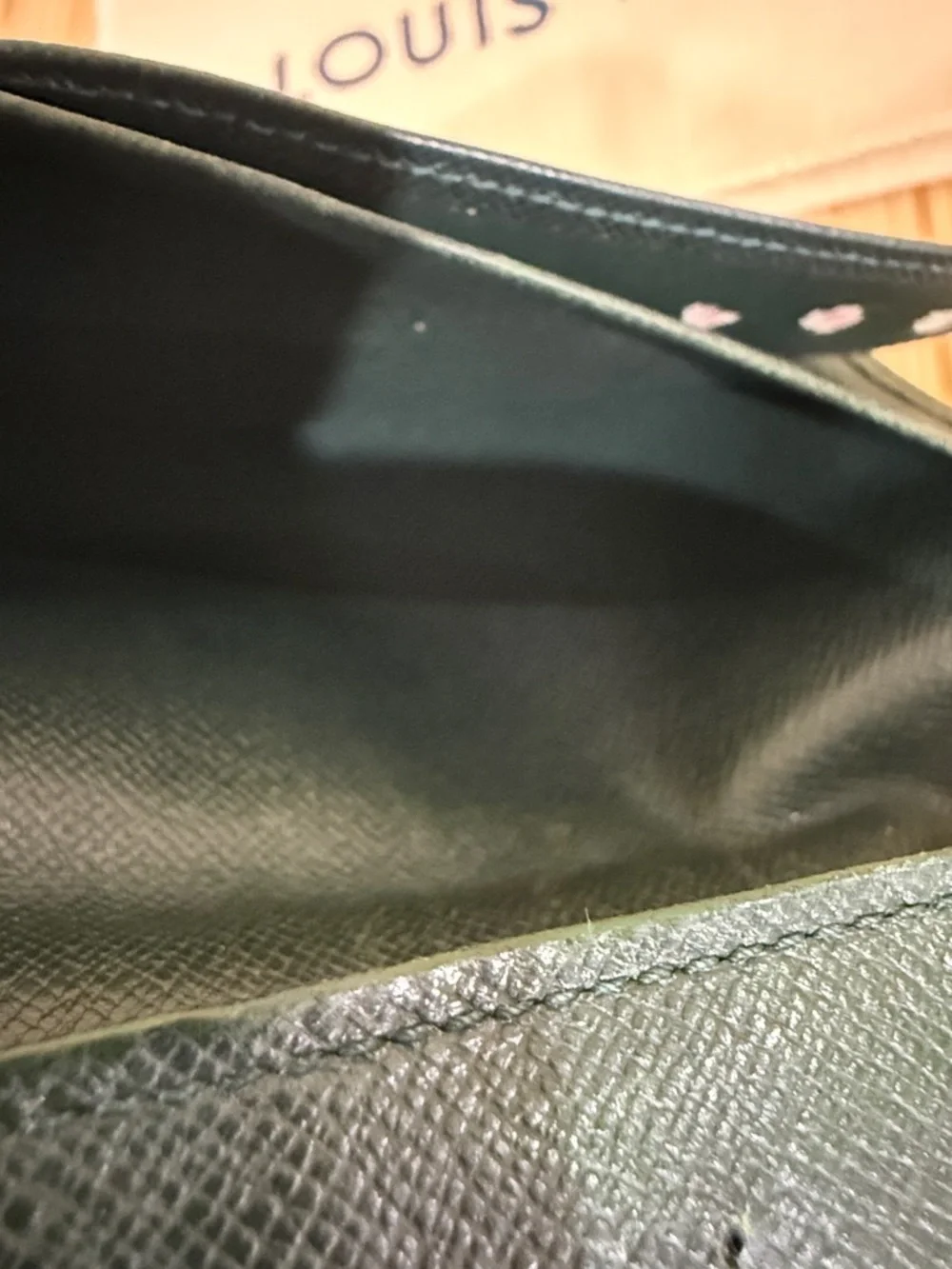 Louis Vuitton Dark Green Textured Leather Long Wallet Louis Vuitton credit card💳 - Picture 8 of 11